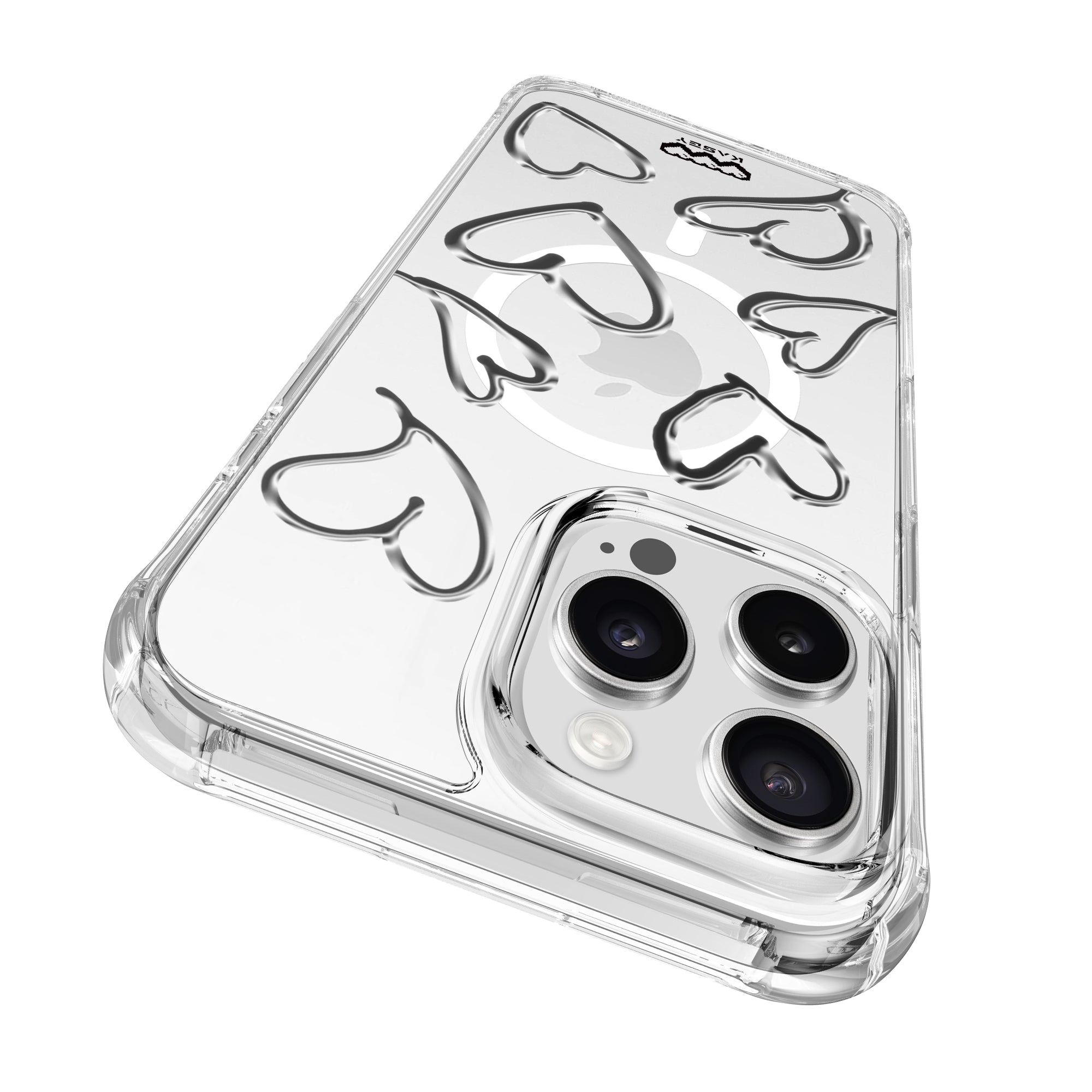 Cœurs d'argent iPhone séries 13-14-15-16